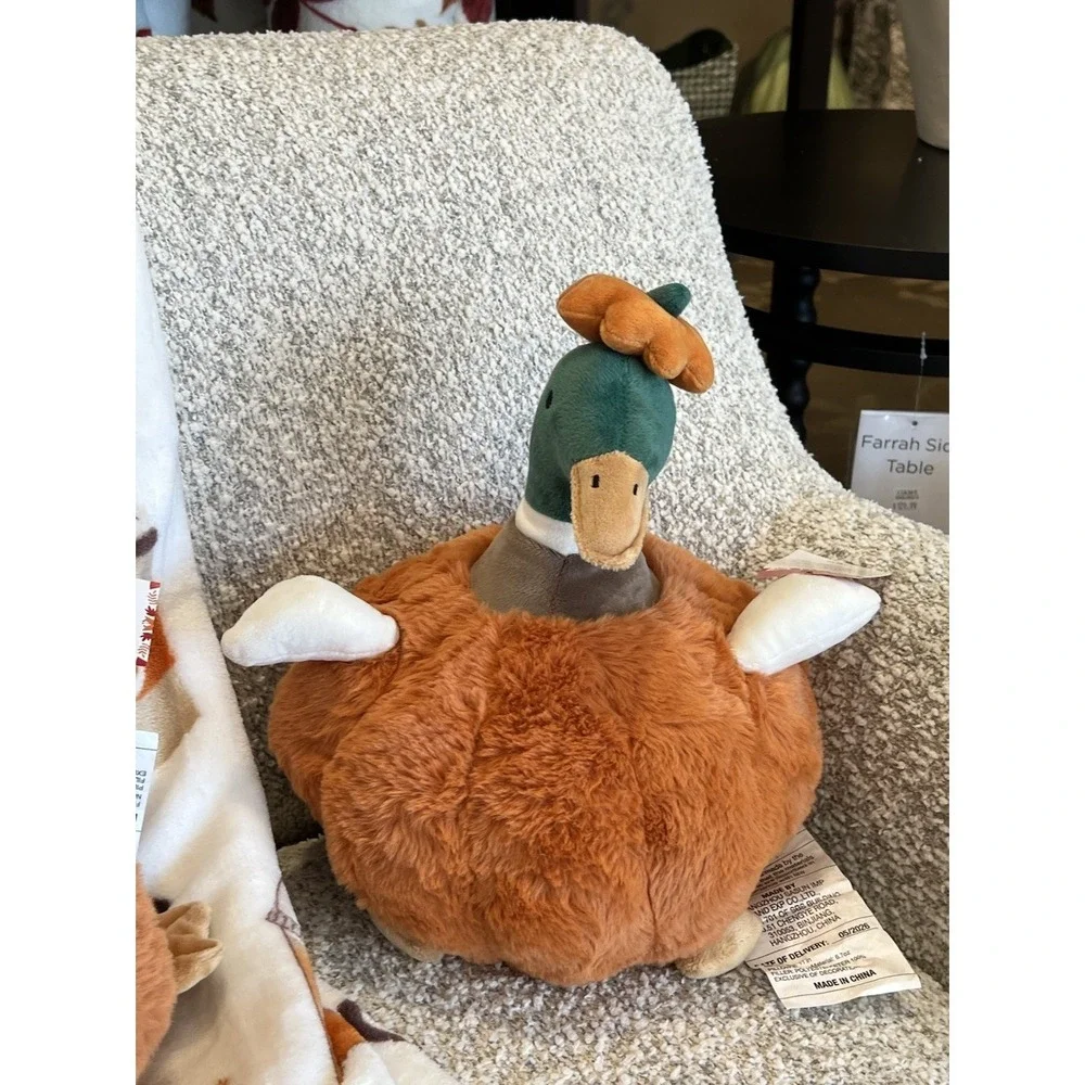 Cute Mallard Duck Pumpkin Plush Toy Soft Sofa Throw Pillow Holiday Decor New